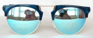 round sunglass sky blue mirror lens