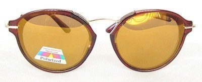 custom made paint round sunglass TAC polarized lenses brown color coated, golden color metal temple
