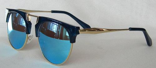 Blue color frame, Golden color metal temple Round sunglasses CG53-4