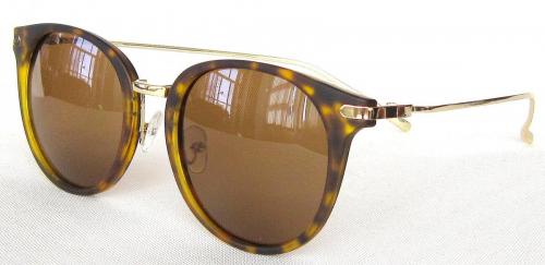 Tortoise shell paint Golden color Metal stand round sunglassesCG55-1-4