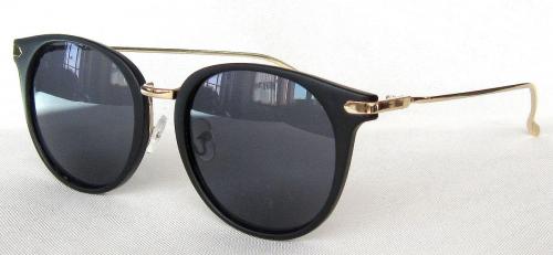 Matte black round sunglasses Grey Light silver lenses CG55-4
