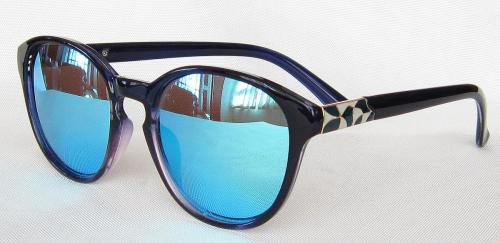 Blue water frame Silver mirror lenses round sunglasses CG56-1-4