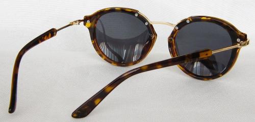 Golden metal Temple Tortoise shell paint round sunglasses CG58-1-3