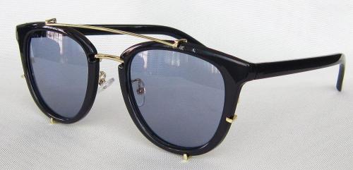 Black round sunglasses TAC Polarized grey lenses Metal Temple CG60-4